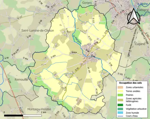 Carte en couleurs présentant l'occupation des sols.