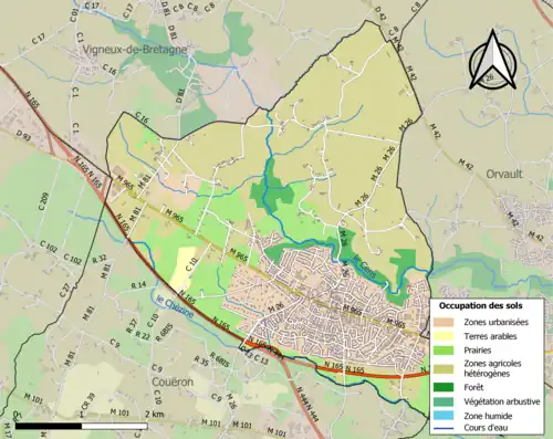 Carte en couleurs présentant l'occupation des sols.