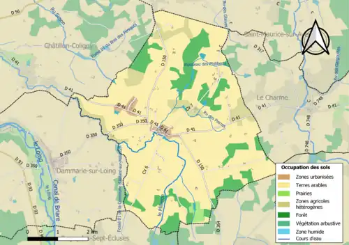 Carte des infrastructures et de l'occupation des sols en 2018 (CLC) de la commune.
