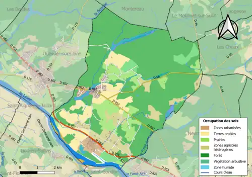 Carte des infrastructures et de l'occupation des sols de la commune en 2018 (CLC).
