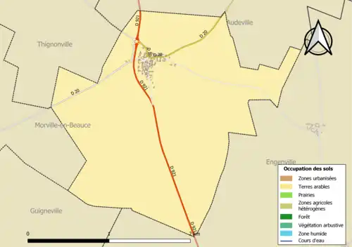 Carte des infrastructures et de l'occupation des sols de la commune en 2018 (CLC).