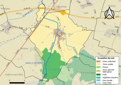Carte des infrastructures et de l'occupation des sols de la commune en 2018 (CLC).
