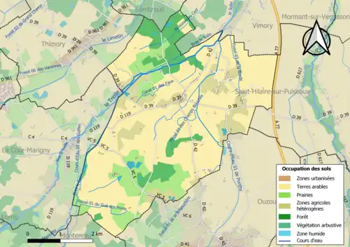 Carte des infrastructures et de l'occupation des sols de la commune en 2018 (CLC).