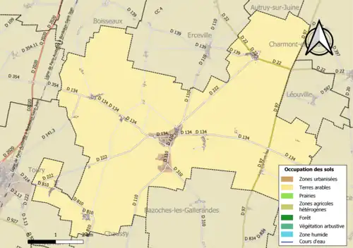 Carte des infrastructures et de l'occupation des sols de la commune en 2018 (CLC).