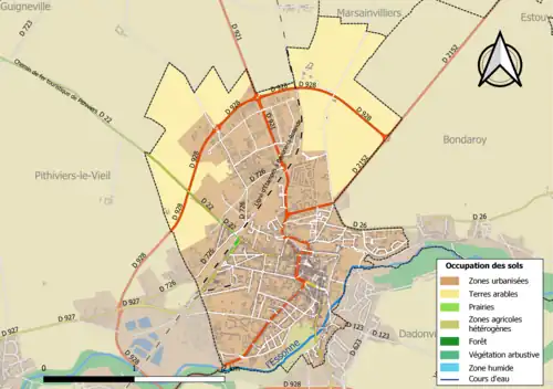 Carte des infrastructures et de l'occupation des sols de la commune en 2018 (CLC).