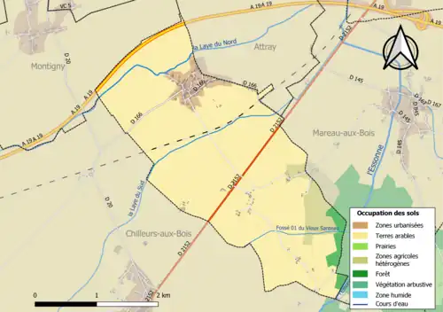 Carte des infrastructures et de l'occupation des sols de la commune en 2018 (CLC).
