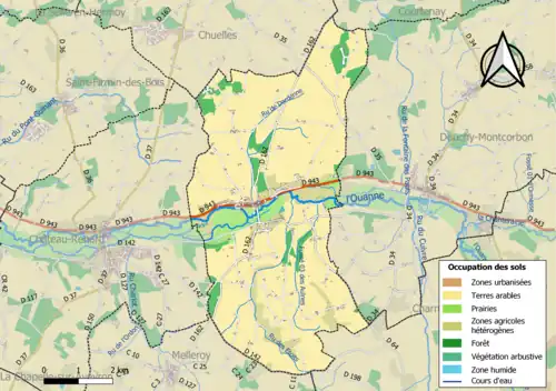 Carte des infrastructures et de l'occupation des sols de la commune en 2018 (CLC).