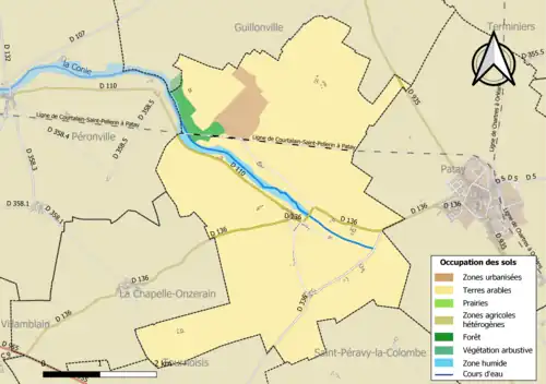 Carte des infrastructures et de l'occupation des sols de la commune en 2018 (CLC).