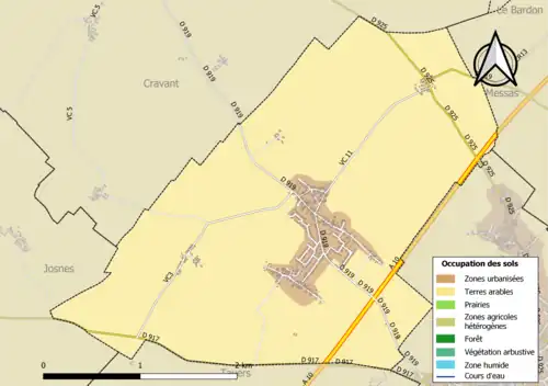Carte des infrastructures et de l'occupation des sols de la commune en 2018 (CLC).