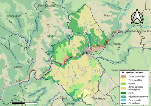 Carte en couleurs présentant l'occupation des sols.