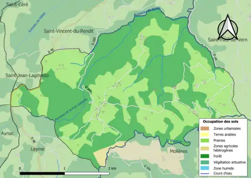 Carte en couleurs présentant l'occupation des sols.