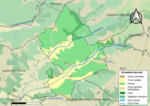 Carte en couleurs présentant l'occupation des sols.