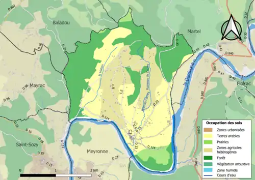 Carte en couleurs présentant l'occupation des sols.
