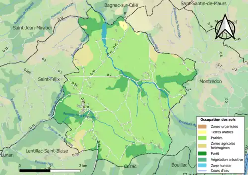 Carte en couleurs présentant l'occupation des sols.