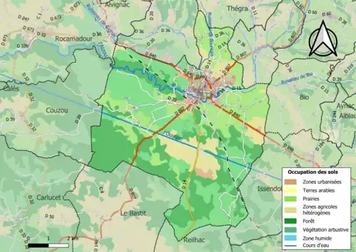 Carte en couleurs présentant l'occupation des sols.