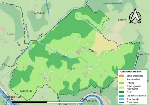 Carte en couleurs présentant l'occupation des sols.