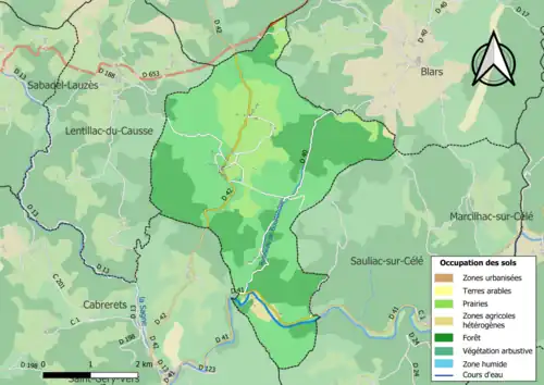 Carte en couleurs présentant l'occupation des sols.