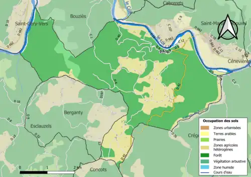 Carte en couleurs présentant l'occupation des sols.