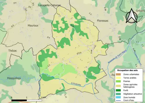 Carte en couleurs présentant l'occupation des sols.