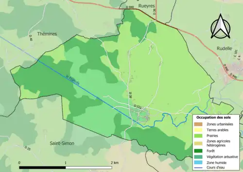 Carte en couleurs présentant l'occupation des sols.