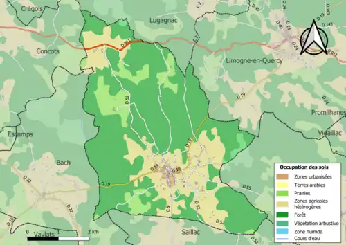 Carte en couleurs présentant l'occupation des sols.