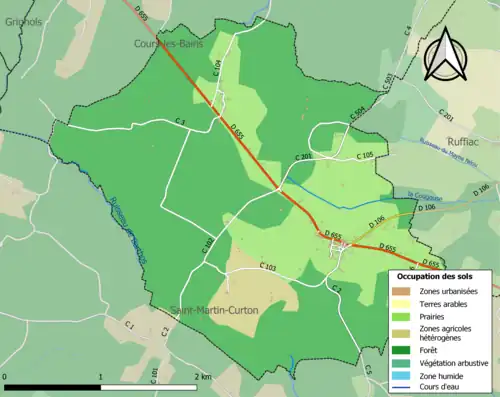 Carte en couleurs présentant l'occupation des sols.