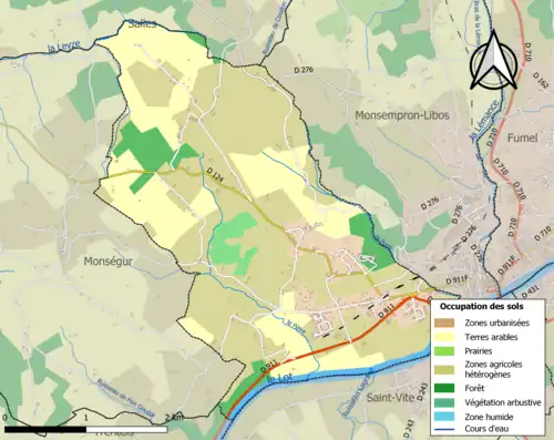 Carte en couleurs présentant l'occupation des sols.