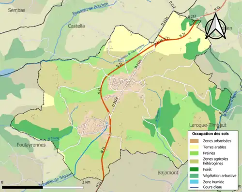 Carte en couleurs présentant l'occupation des sols.