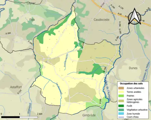 Carte en couleurs présentant l'occupation des sols.
