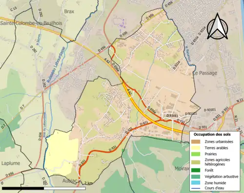 Carte en couleurs présentant l'occupation des sols.