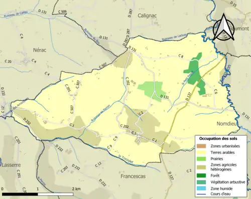 Carte en couleurs présentant l'occupation des sols.