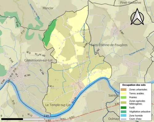 Carte en couleurs présentant l'occupation des sols.