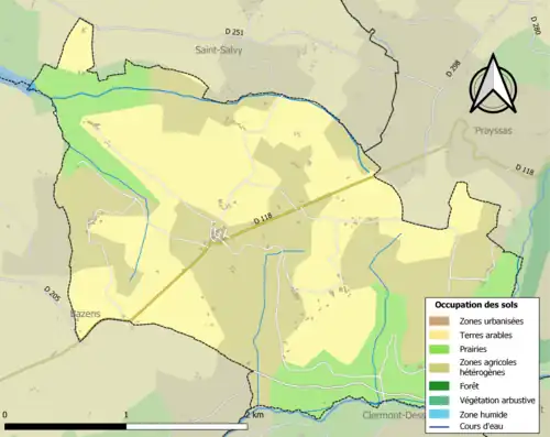 Carte en couleurs présentant l'occupation des sols.