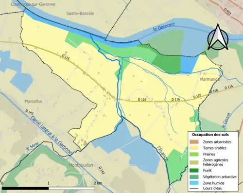 Carte en couleurs présentant l'occupation des sols.