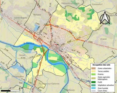 Carte en couleurs présentant l'occupation des sols.