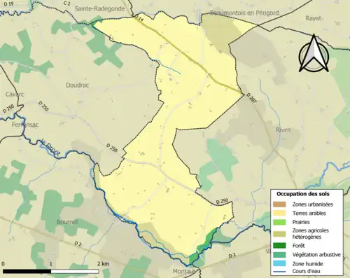 Carte en couleurs présentant l'occupation des sols.