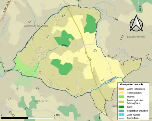 Carte en couleurs présentant l'occupation des sols.