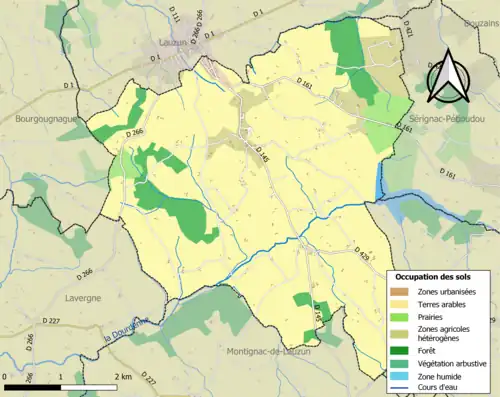 Carte en couleurs présentant l'occupation des sols.