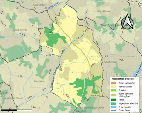 Carte en couleurs présentant l'occupation des sols.