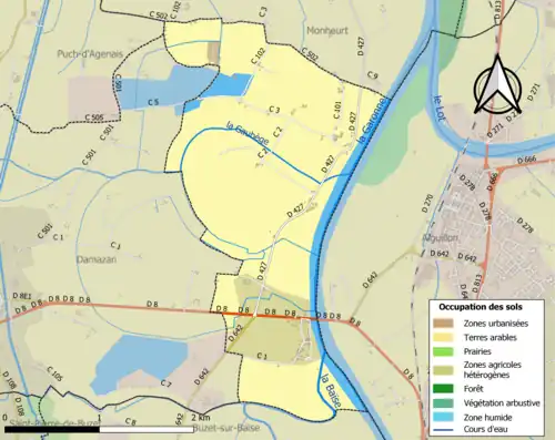 Carte en couleurs présentant l'occupation des sols.