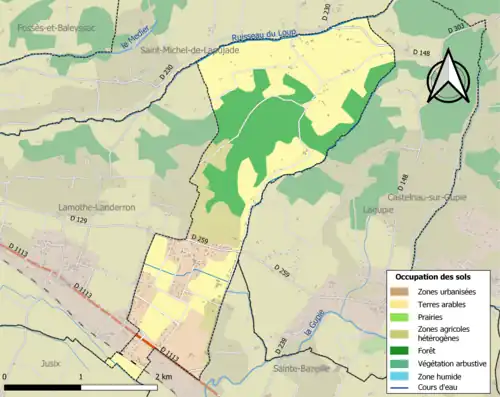 Carte en couleurs présentant l'occupation des sols.