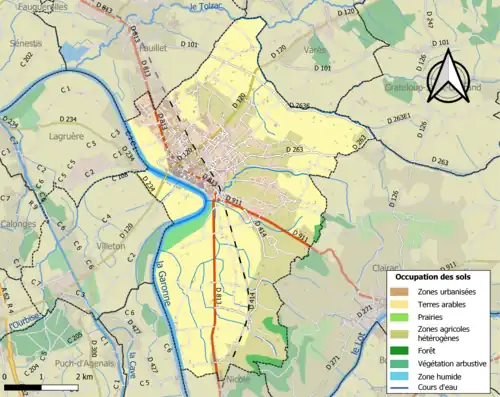 Carte en couleurs présentant l'occupation des sols.