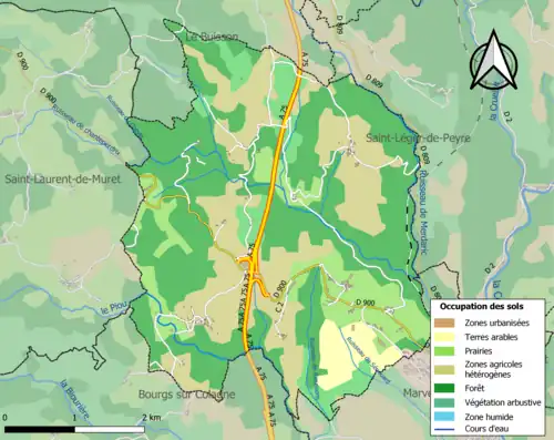 Carte en couleurs présentant l'occupation des sols.