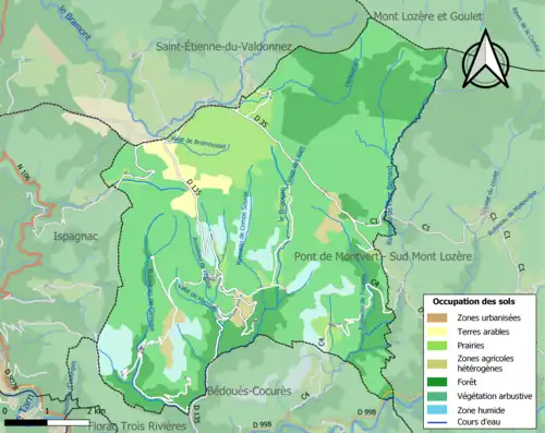 Carte en couleurs présentant l'occupation des sols.