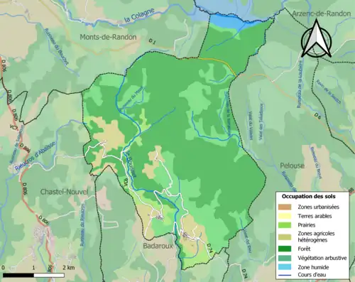 Carte en couleurs présentant l'occupation des sols.