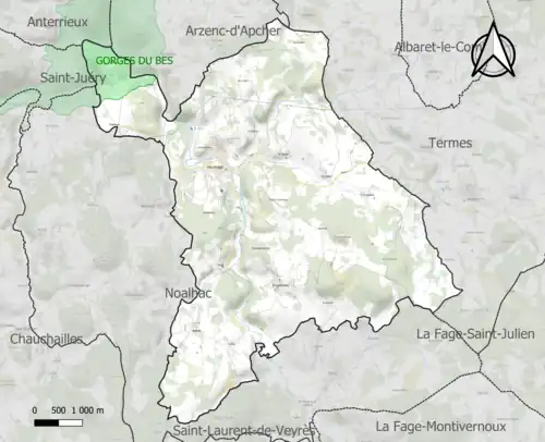 Carte de la ZNIEFF de type 1 sur la commune.