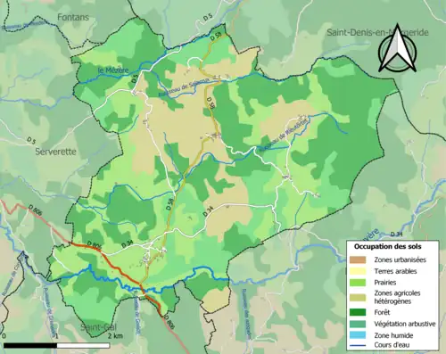 Carte en couleurs présentant l'occupation des sols.