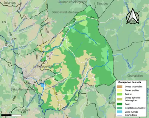 Carte en couleurs présentant l'occupation des sols.