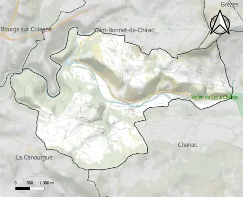 Carte de la ZNIEFF de type 1 sur la commune.