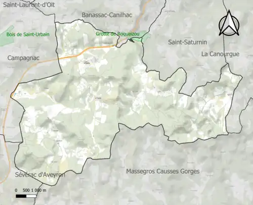 Carte de la ZNIEFF de type 1 sur la commune.